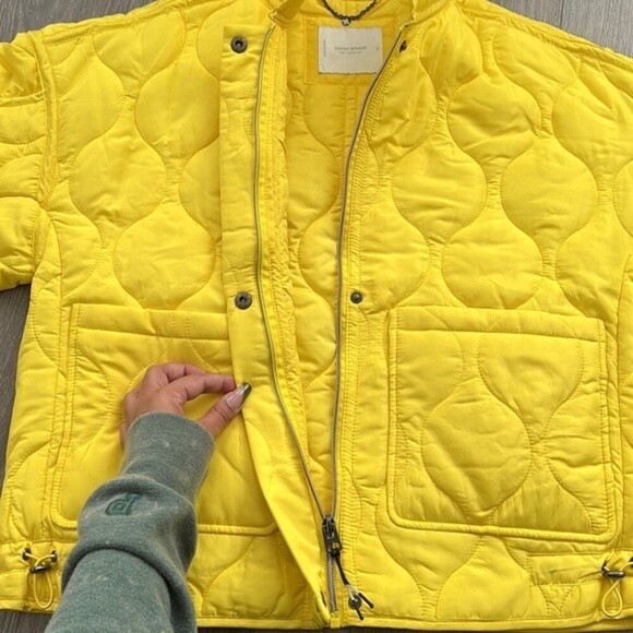 Lucky Brand Quilted Jacket Womens Small Oversized Lemon Yellow Boxy Gorpcore NWT - Picture 8 of 12